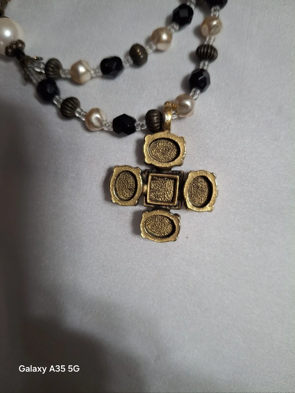 Treska black and pearl double strand necklace with Toggle clasp